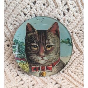 John Derian Company Country Cat Decoupage Glass Small Round Plate 5 Inch USA